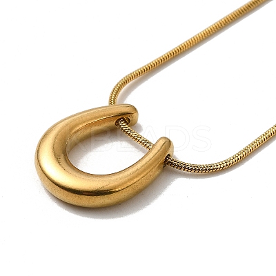 304 Stinless Steel Arch Pendant Necklaces with Round Snake Chains NJEW-H024-03G-1
