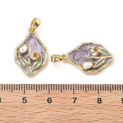 Brass Enamel Pendants KK-B129-25G-02-1