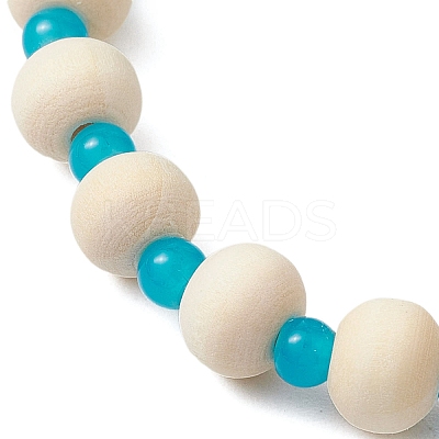 Synthetic Turquoise & Wood & Glass Beaded Stretch Bracelets for Boys Girls BJEW-JB11125-02-1