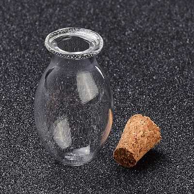 Oval Glass Cork Bottles Ornament AJEW-O032-03I-1
