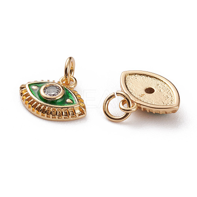 Brass Micro Pave Clear Cubic Zirconia Charms KK-C100-15G-A01-1