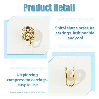 10Pcs Stainless Steel Spiral Pad Cuff Earrings EJEW-HS0001-03G-1