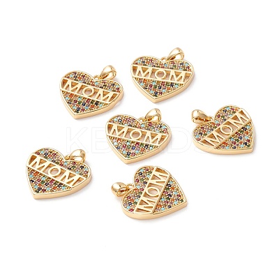 Brass Micro Pave Colorful Cubic Zirconia Pendants ZIRC-Z019-21G-NR-1