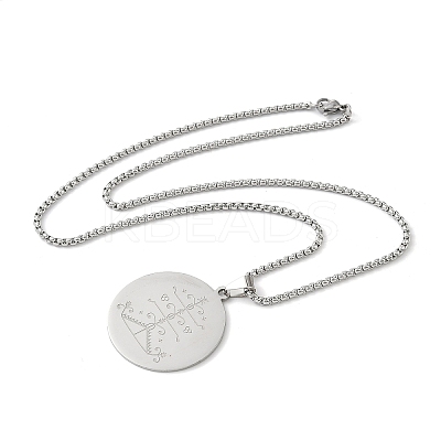 201 Stainless Steel Engraved Ogou Feray Veve Pendant Necklaces NJEW-H065-02P-1