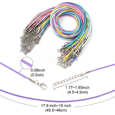 36Pcs 6 Colors Waxed Cord Necklace Making NCOR-FS0001-04-1