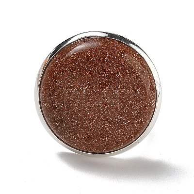 Synthetic Goldstone Round Adjustable Rings RJEW-K371-09S-19-1