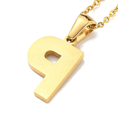 Ion Plating(IP) Initial Letter 304 Stainless Steel Pendant Necklaces NJEW-M199-01G-P-1