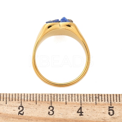 Heart Natural Lapis Lazuli Finger Rings RJEW-D303-01G-03-1