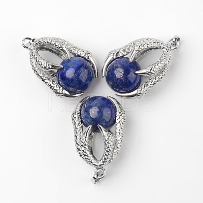 Eagle Claw Alloy Natural Lapis Lazuli Pendants G-L455-A17-1