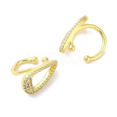Brass Micro Pave Clear Cubic Zirconia Cuff Earrings for Women EJEW-I305-46G-1