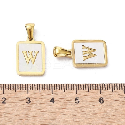 Ion Plating(IP) 304 Stainless Steel Pave Shell Pendants STAS-G327-01G-W-1