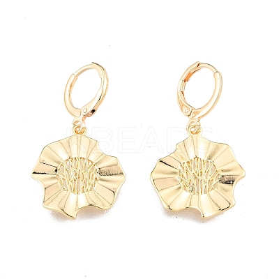 Brass Flower Dangle Leverback Earrings for Women EJEW-N012-94-1