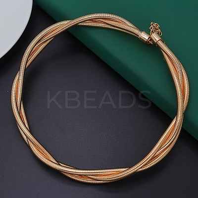 Alloy Wrap Round Snake Chain 3-Strand Choker Necklaces for Women Men LS-NJEW-C090-02G-1
