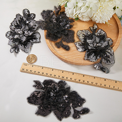 4Pcs 2 Style Fiber Lace Embroidery Sewing Appliques DIY-GF0007-49-1