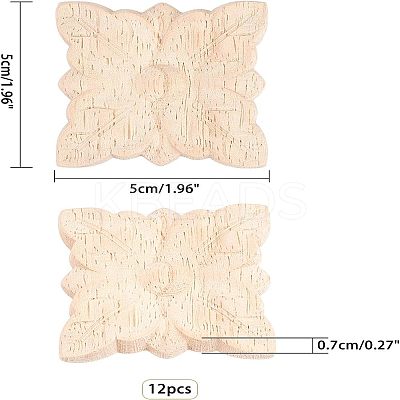 Natural Solid Wood Carved Onlay Applique Craft WOOD-FH0001-35-1
