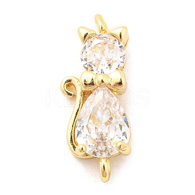 Brass Micro Pave Cubic Zirconia Kitten Links Connectors X1-ZIRC-G157-50G-1