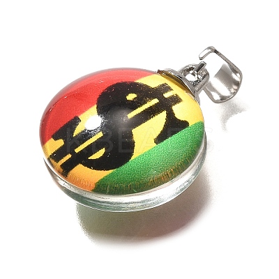 Flat Round 201 Stainless Steel Acrylic Pendants STAS-U036-01P-09-1