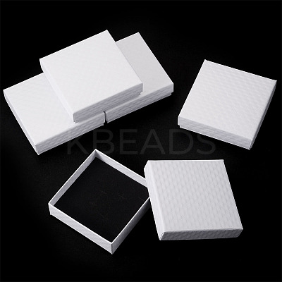 5Pcs Rhombus Textured Cardboard Jewelry Packing Boxes with Sponge Inside CBOX-TA0001-18A-1