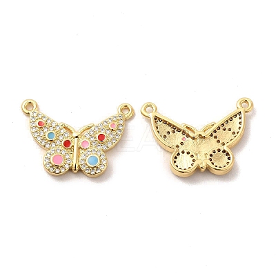 Brass Micro Pave Clear Cubic Zirconia Connetor Charms KK-A180-16G-1