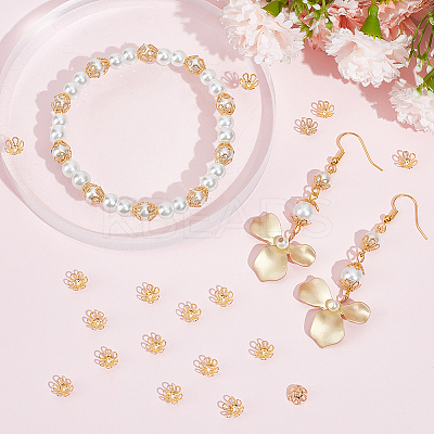 200Pcs Brass Bead Caps KK-BBC0012-40-1