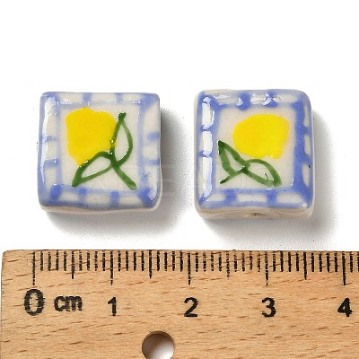 Printed Handmade Porcelain Beads LAMP-D303-06F-01-1