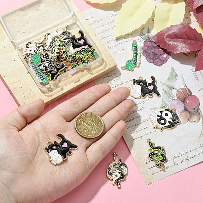20Pcs 5 Styles Alloy Enamel Pendants ENAM-CJ0005-74-1