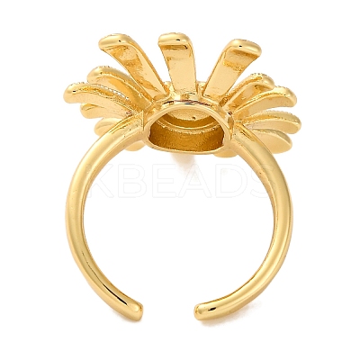 Rack Plating Flower Brass Open Cuff Rings for Women RJEW-S242-11G-1