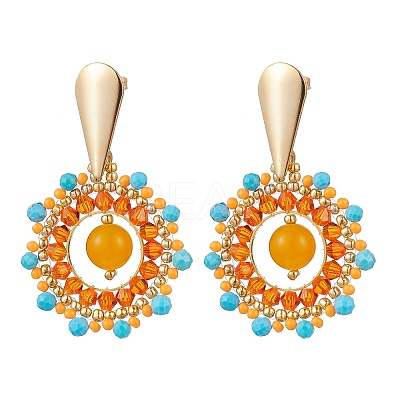 Natural Mixed Stone Boho Stud Earrings EJEW-MZ00281-1