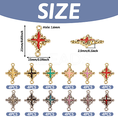 48Pcs 12 Styles Rack Plating Alloy Enamel Connector Charms FIND-TA0002-85-1