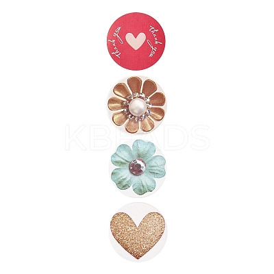 3D Flower & Heart Pattern Roll Stickers X-DIY-B031-05-1