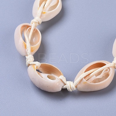 Adjustable Cowrie Shell Beaded Necklace and Bracelets Jewelry Sets SJEW-JS01019-1