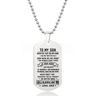 201 Stainless Steel To My Son Dog Tag Pendant Ball Chain Necklaces FS-WG527E6-29-1