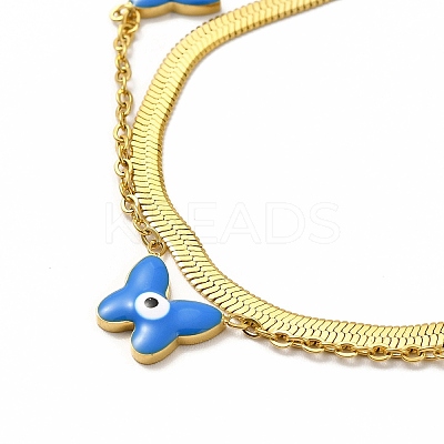 Ion Plating(IP) 304 Stainless Steel Enamel Butterfly Charm Necklaces NJEW-C032-01G-1