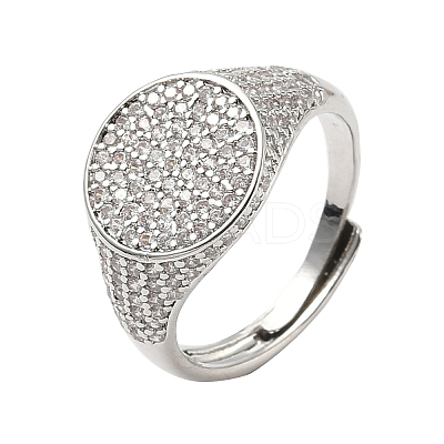 Brass Micro Pave Cubic Zirconia Cuff Rings for Women RJEW-A069-13P-03-1