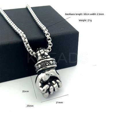 Minimalist Hip-Hop 304 Stainless Steel Fist Pendant Necklaces for Men ZI2468-1