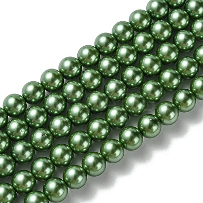 Eco-Friendly Dyed Glass Pearl Round Bead Strands HY-A002-8mm-RB074-1