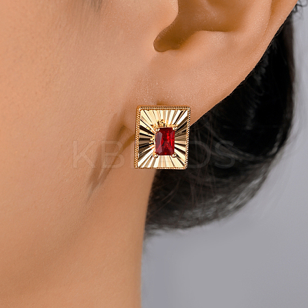 Vintage Palace Style High-end Zircon Square Stud Earrings Party Banquet Accessory. XW6833-1-1
