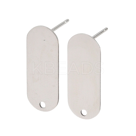 316 Stainless Steel Oval Stud Earring Findings STAS-D389-02P-1