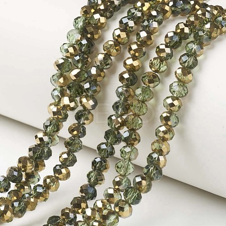 Electroplate Transparent Glass Beads Strands EGLA-A034-T6mm-O09-1