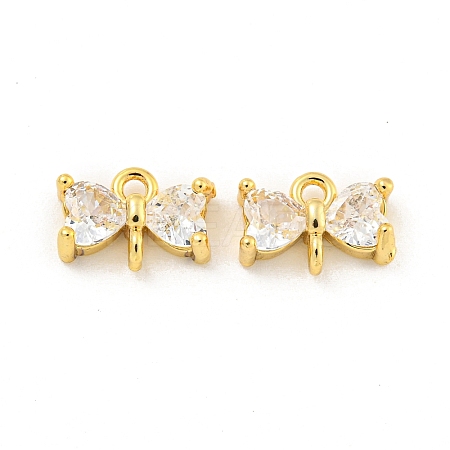 Brass Pave Clear Cubic Zirconia Connector Charms KK-B096-04G-1