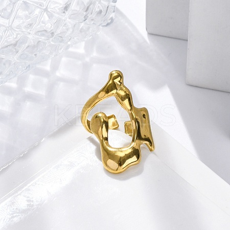 Irregular 304 Stainless Steel Open Cuff Rings for Women RJEW-M019-05G-1