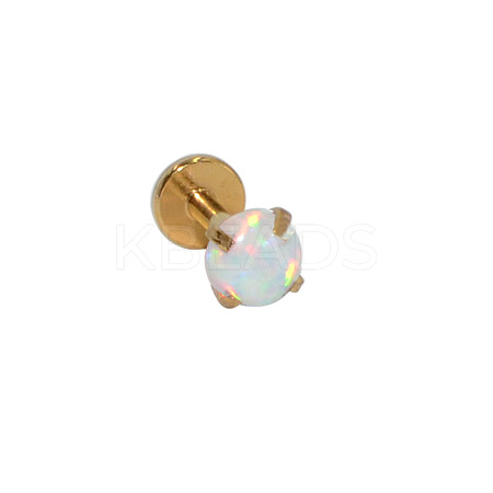 304 Stainless Steel White Synthetic Opal Internally Threaded Labrets For Women Men WGF4990-65-1