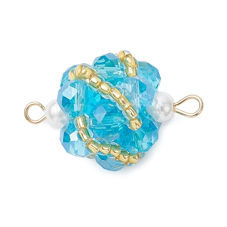 Glass Beaded Round Sphere Links PALLOY-MZ00874-04-1