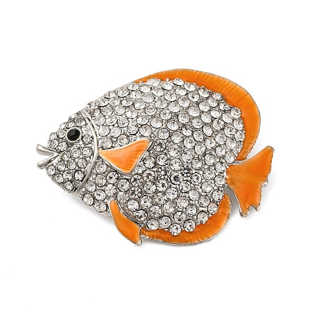Zinc Alloy Crystal Rhinestone Resin Fish Brooch JEWB-U010-01P-02-1