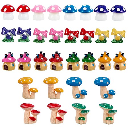 32Pcs 16 Style 3D Mushroom Resin Display Ornaments DJEW-SZ0001-06-1