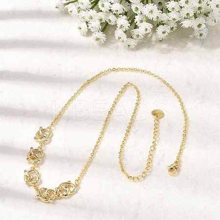 Brass Micro Pave Clear Cubic Zirconia Knot Pendant Necklaces NJEW-B157-08G-01-1
