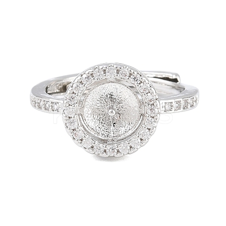 Brass Micro Pave Cubic Zirconia Adjustable Ring Components KK-CBAC351-01P-1
