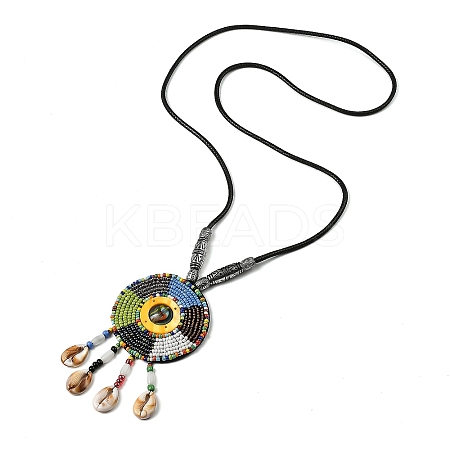 Retro Style Glass & Acrylic & CCB Beads Pendant Necklaces NJEW-Q349-01D-1