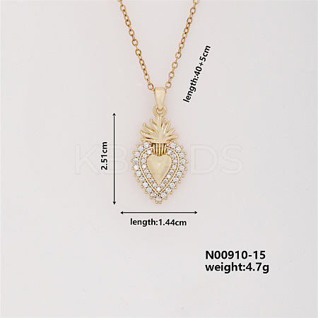 Elegan Brass Micro Pave Cubic Zirconia Heart Pendant Necklace for Women YM2366-3-1