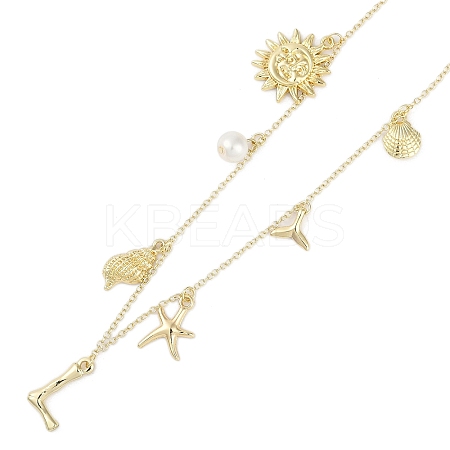Bohemian Summer Beach Style 18K Gold Plated Shell Shape Initial Pendant Necklaces IL8059-12-1
